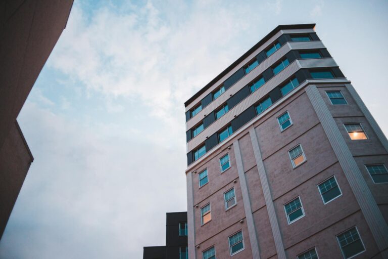 Modern apartment building in city